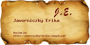 Javorniczky Erika névjegykártya